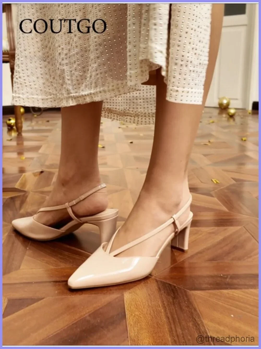 Women's Chunky Heels Slingback Pumps Pointed Toe